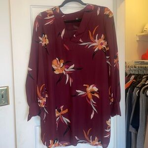 Forever 21 Burgundy Floral Midi Dress